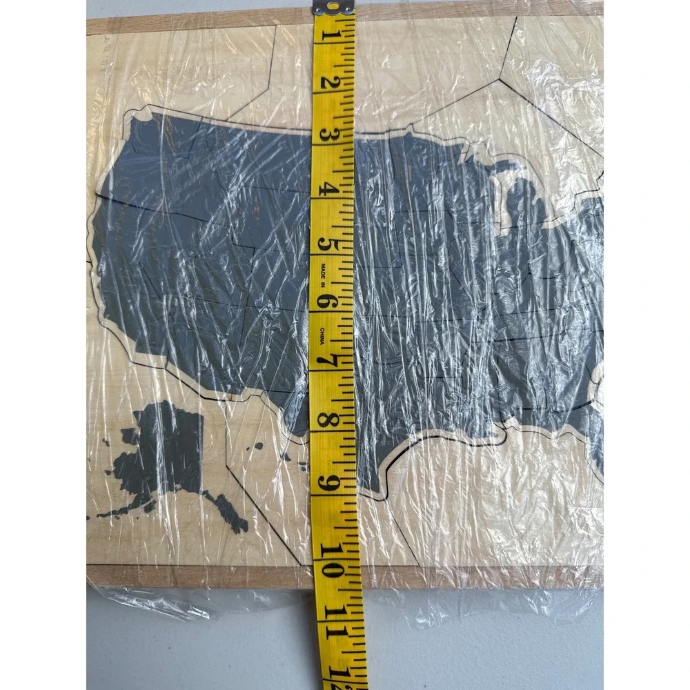 Hearth & Hand Magnolia Wooden US Map Puzzle United States Wood Toy Gray Natural